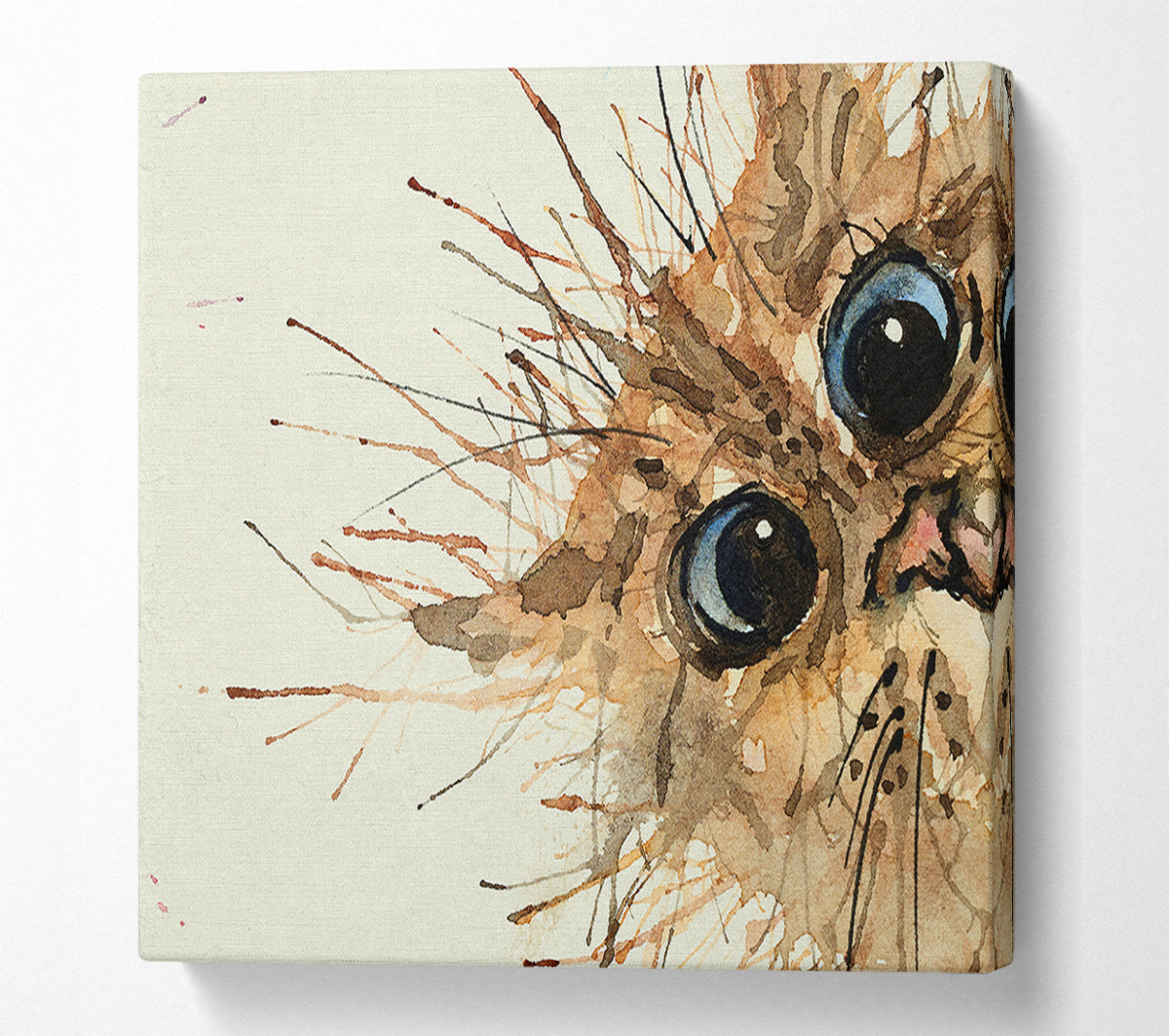 Watercolour Splat Cat Canvas Wall Art