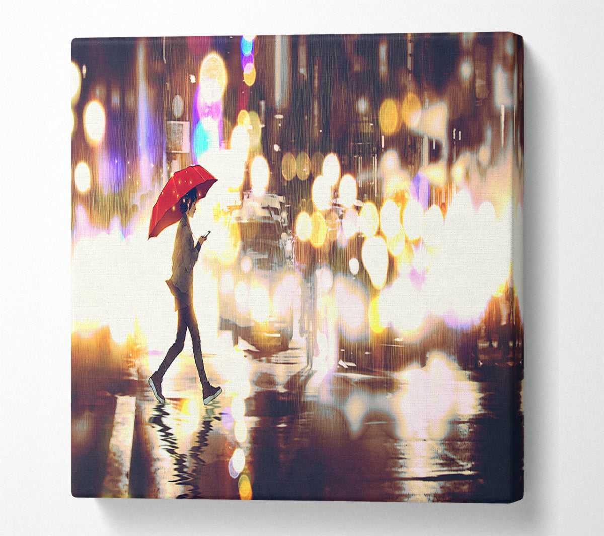 Walking Through The Light Streets Canvas Wall Art
