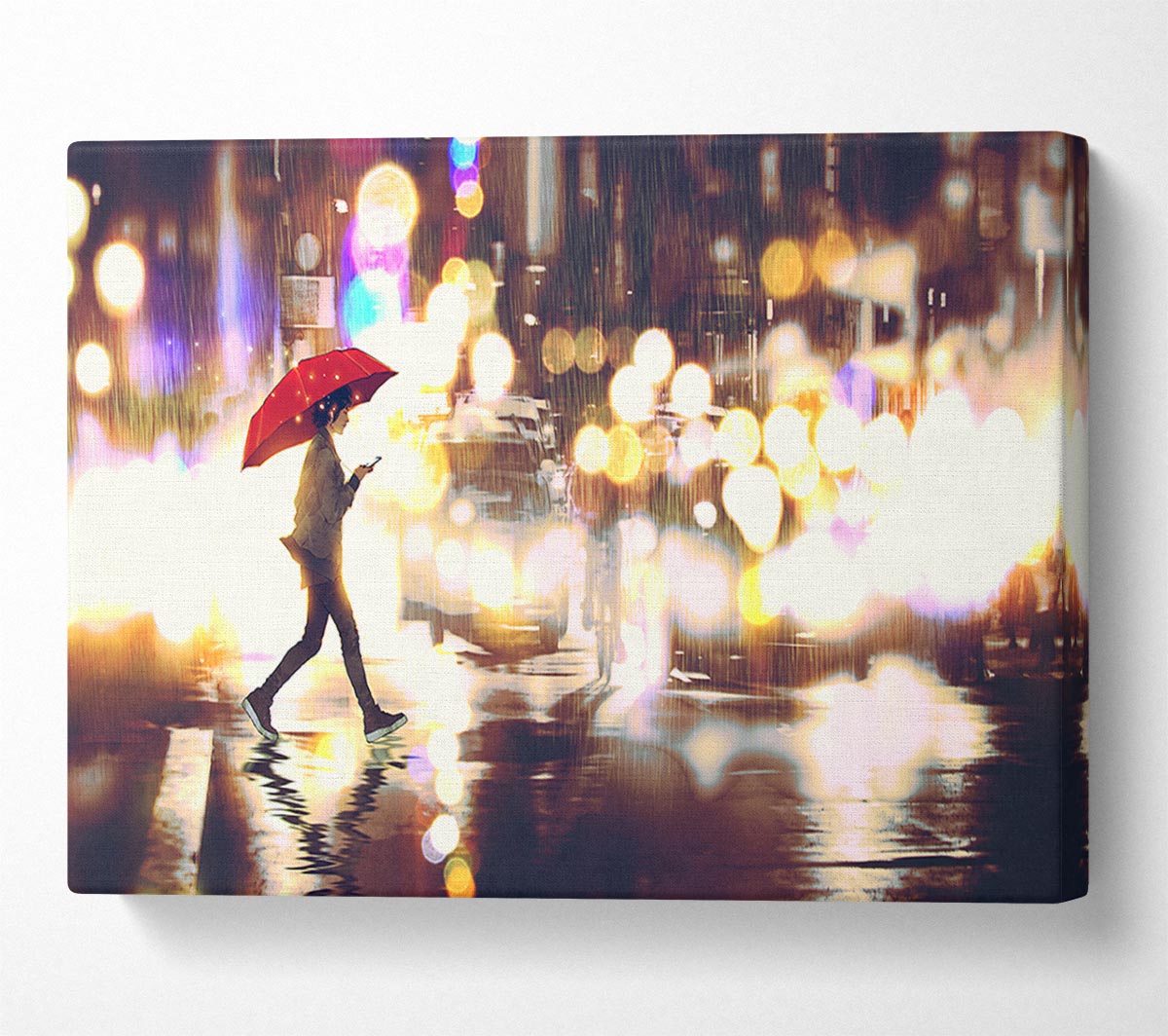 Walking Through The Light Streets Canvas Wall Art