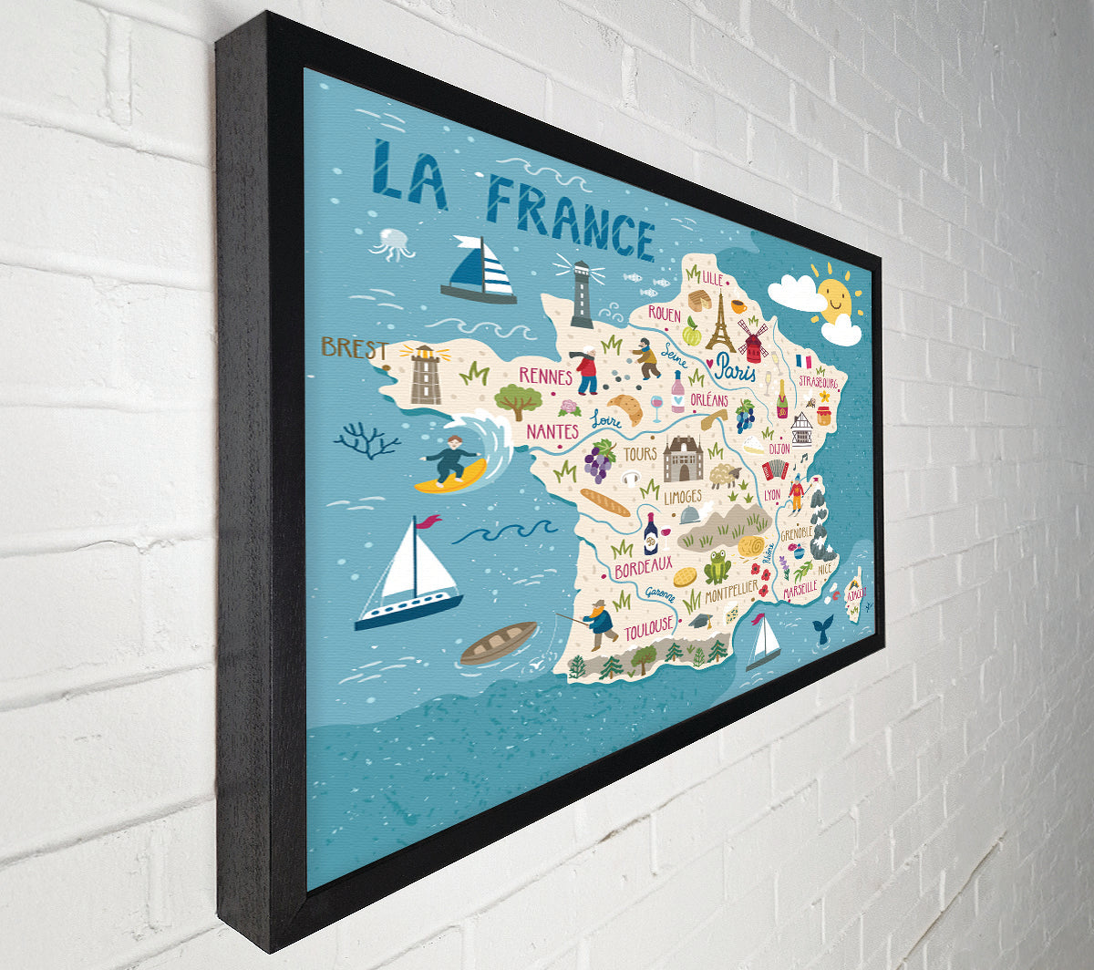 A Map Of France Canvas Wall Art