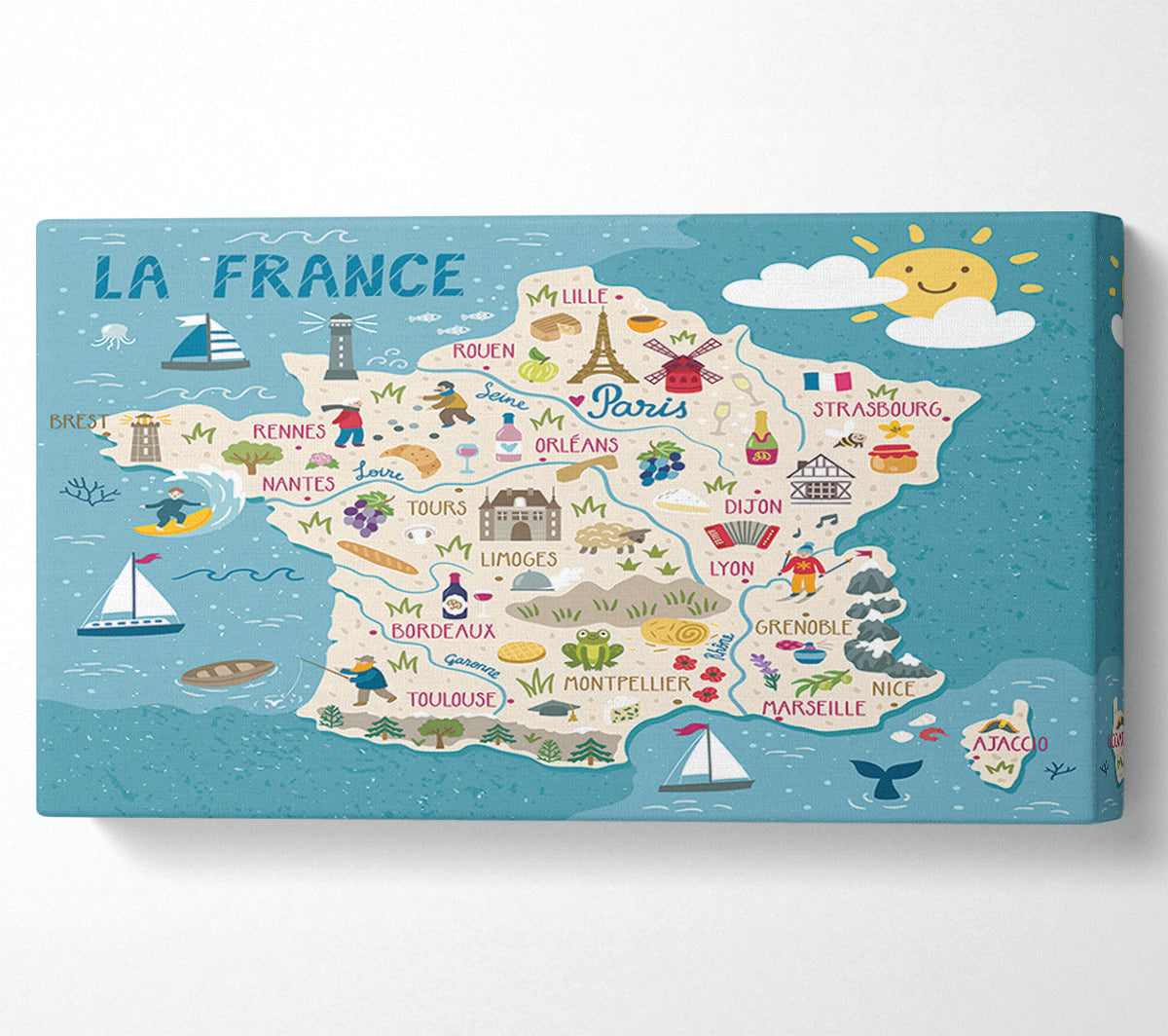 A Map Of France Canvas Wall Art