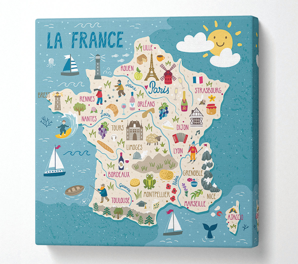 A Map Of France Canvas Wall Art