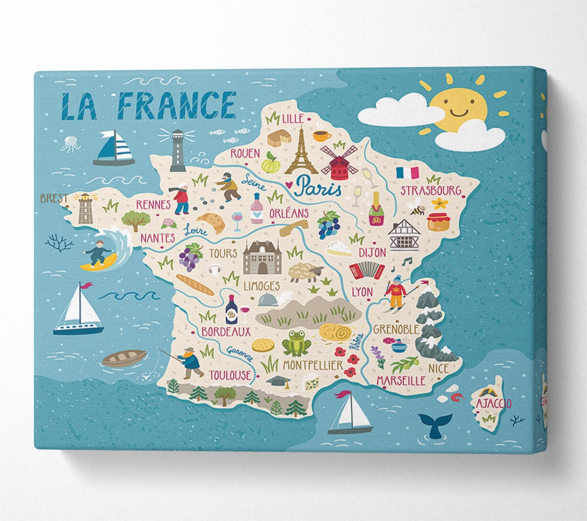 A Map Of France Canvas Wall Art