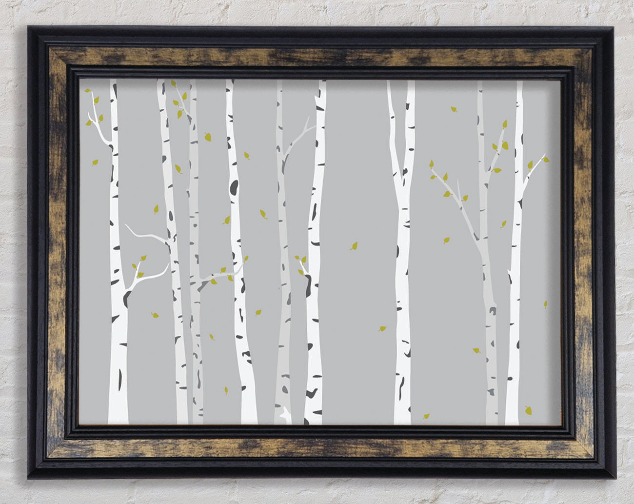 Birch Trees On Grey Framed Print