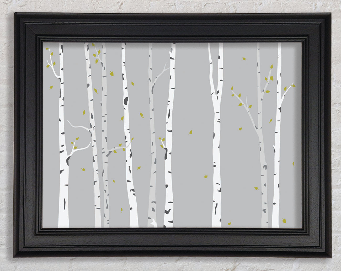 Birch Trees On Grey Framed Print