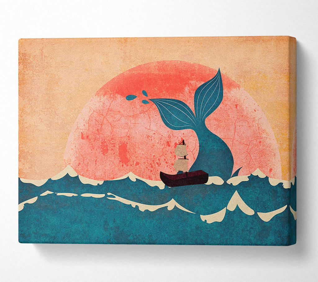 Sailing By The Whale Canvas Wall Art