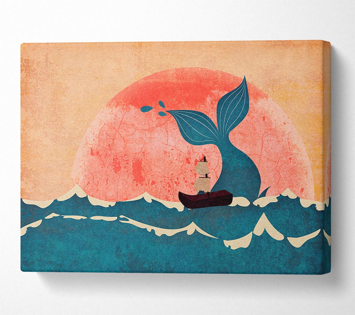Sailing By The Whale Canvas Wall Art