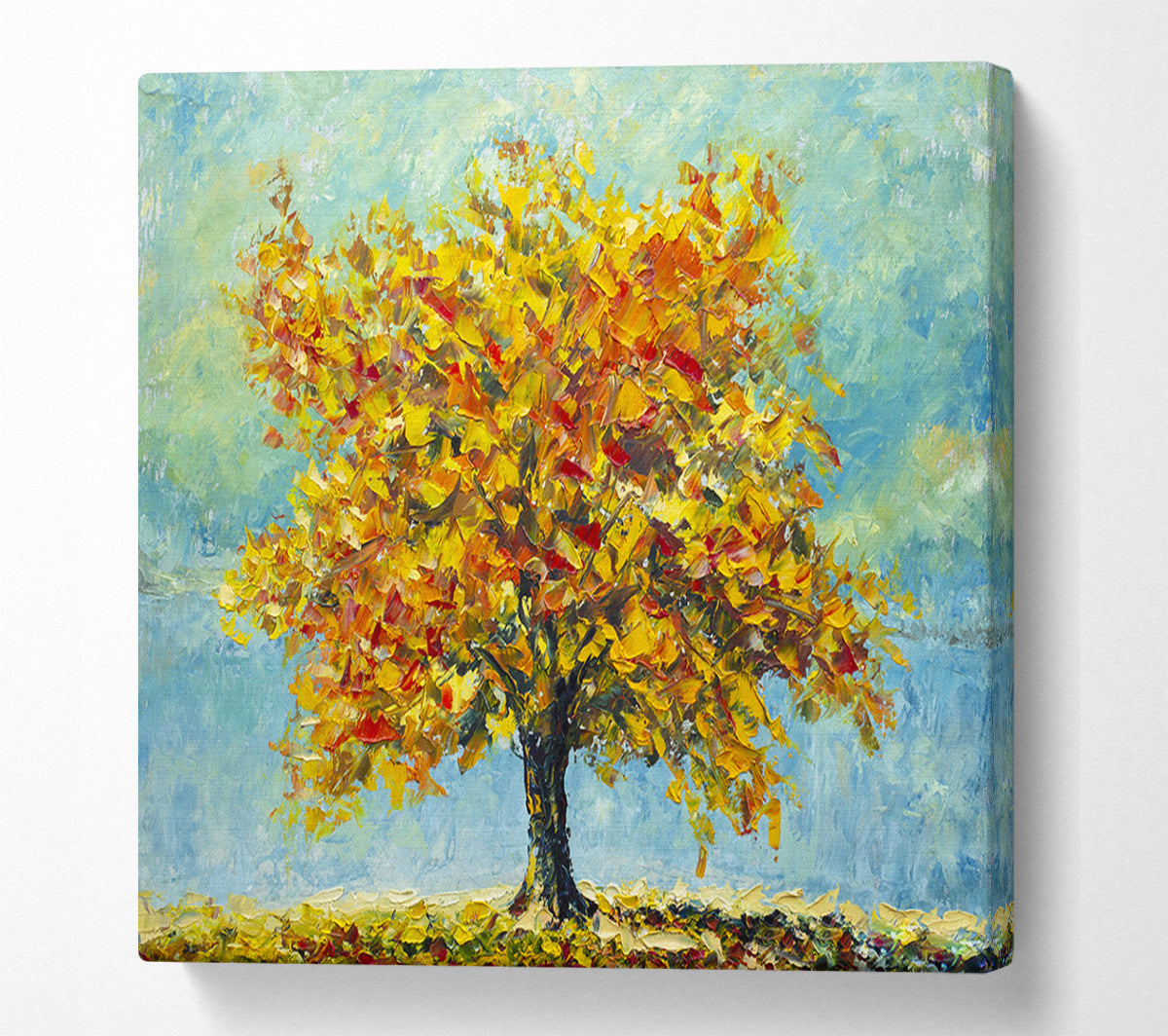 Tree Burns Orange Canvas Wall Art