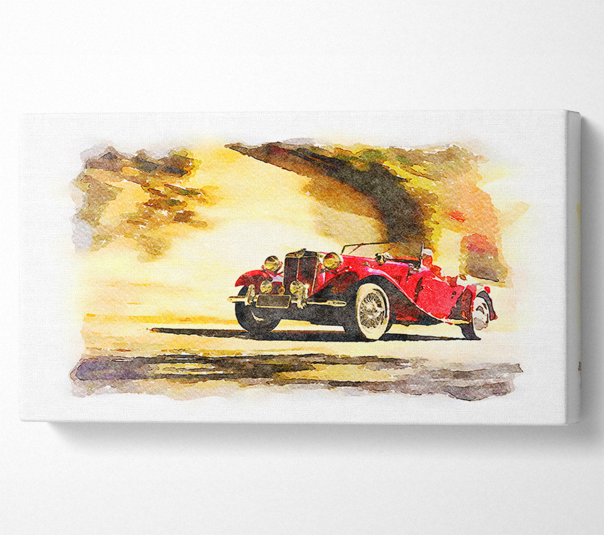 Vintage Car On The Beach Canvas Wall Art