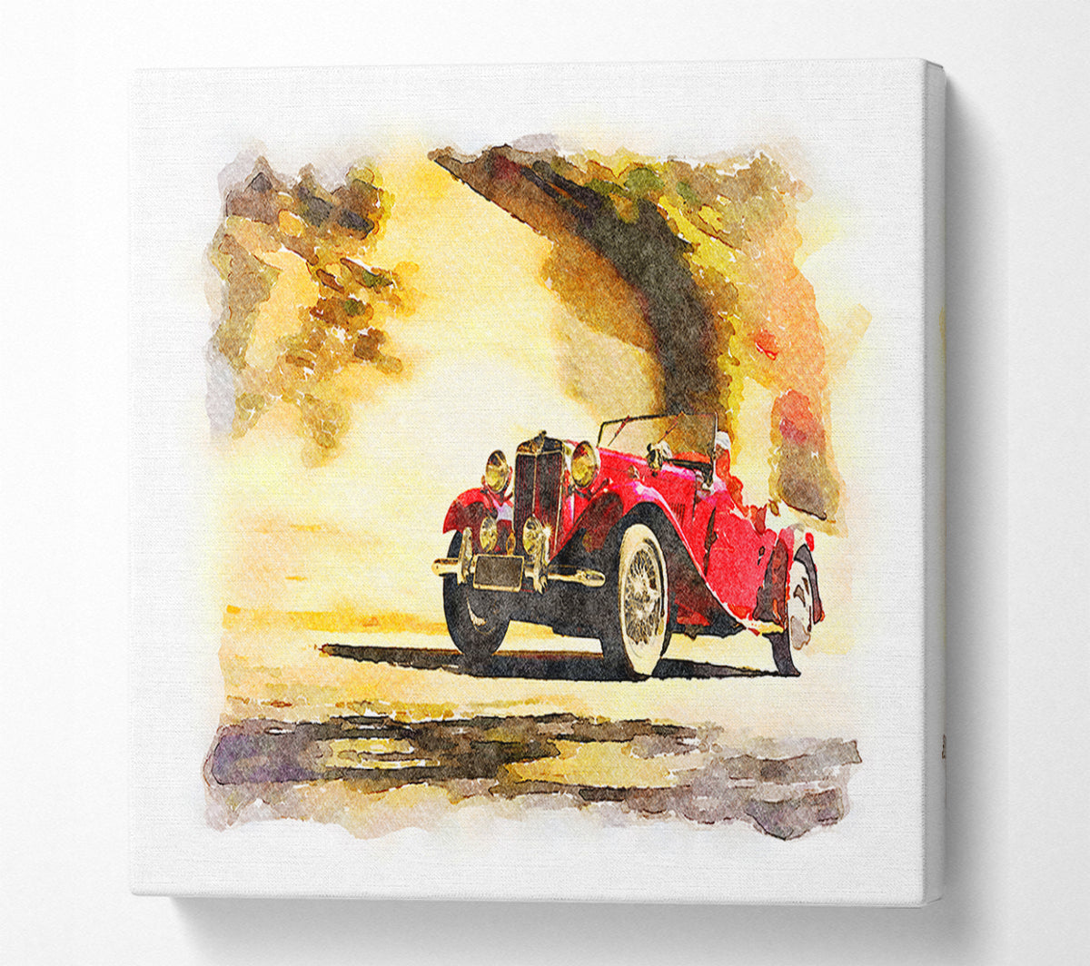 Vintage Car On The Beach Canvas Wall Art