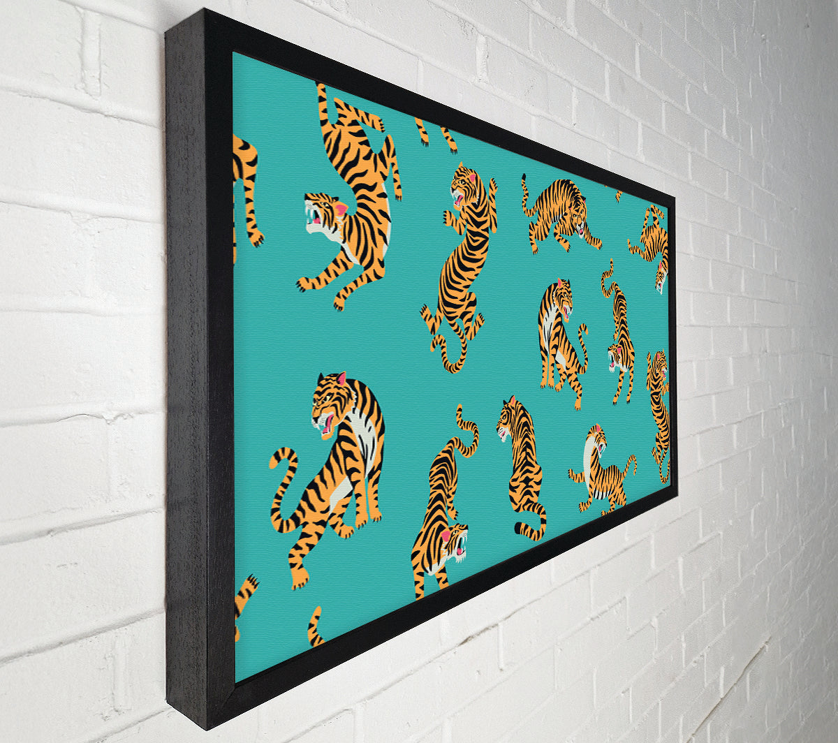 Turquoise Tiger Pattern Canvas Wall Art