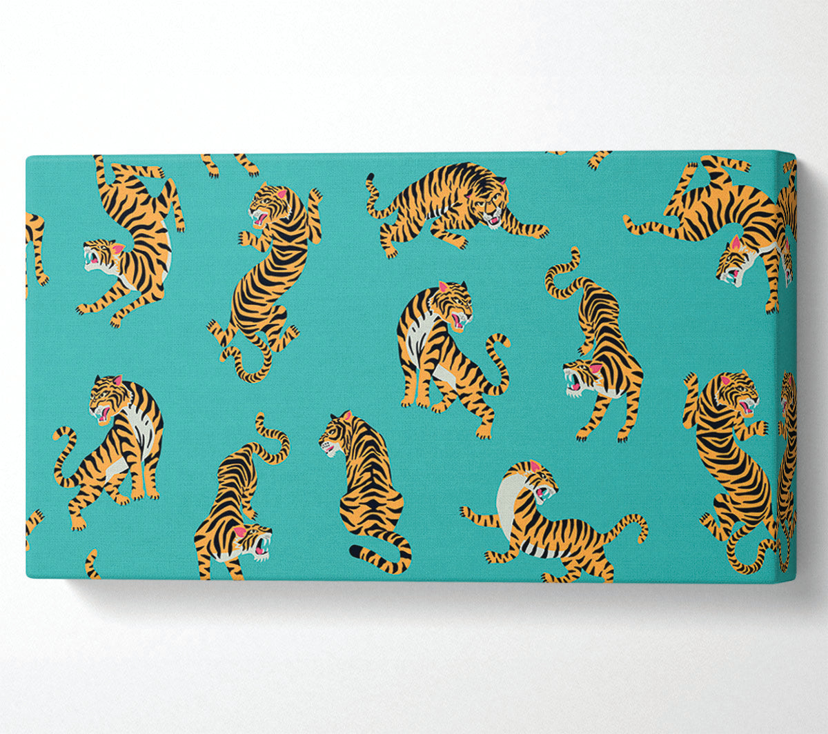 Turquoise Tiger Pattern Canvas Wall Art