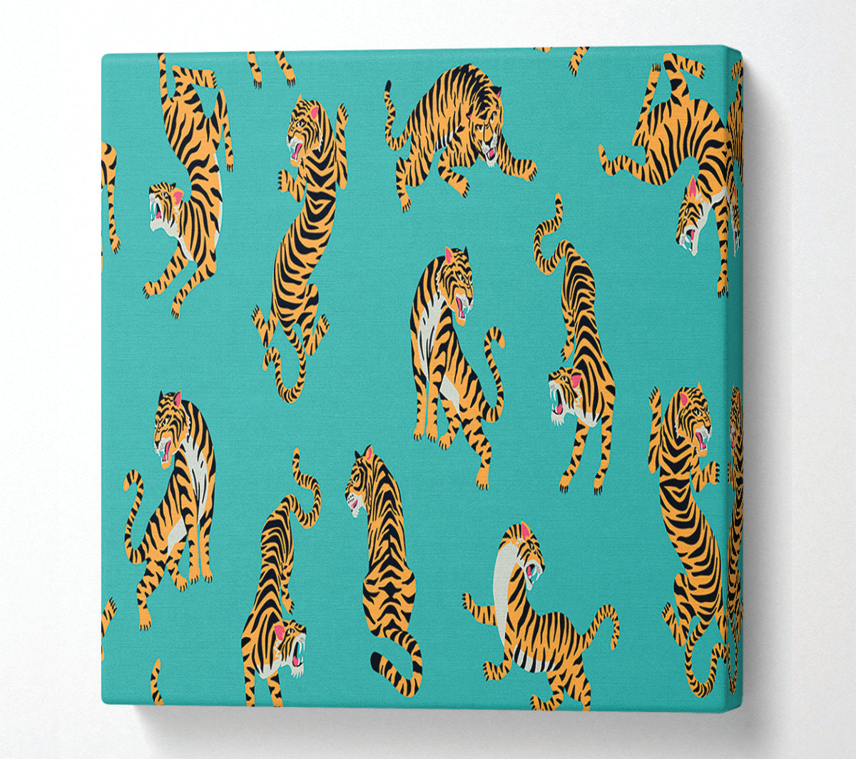 Turquoise Tiger Pattern Canvas Wall Art