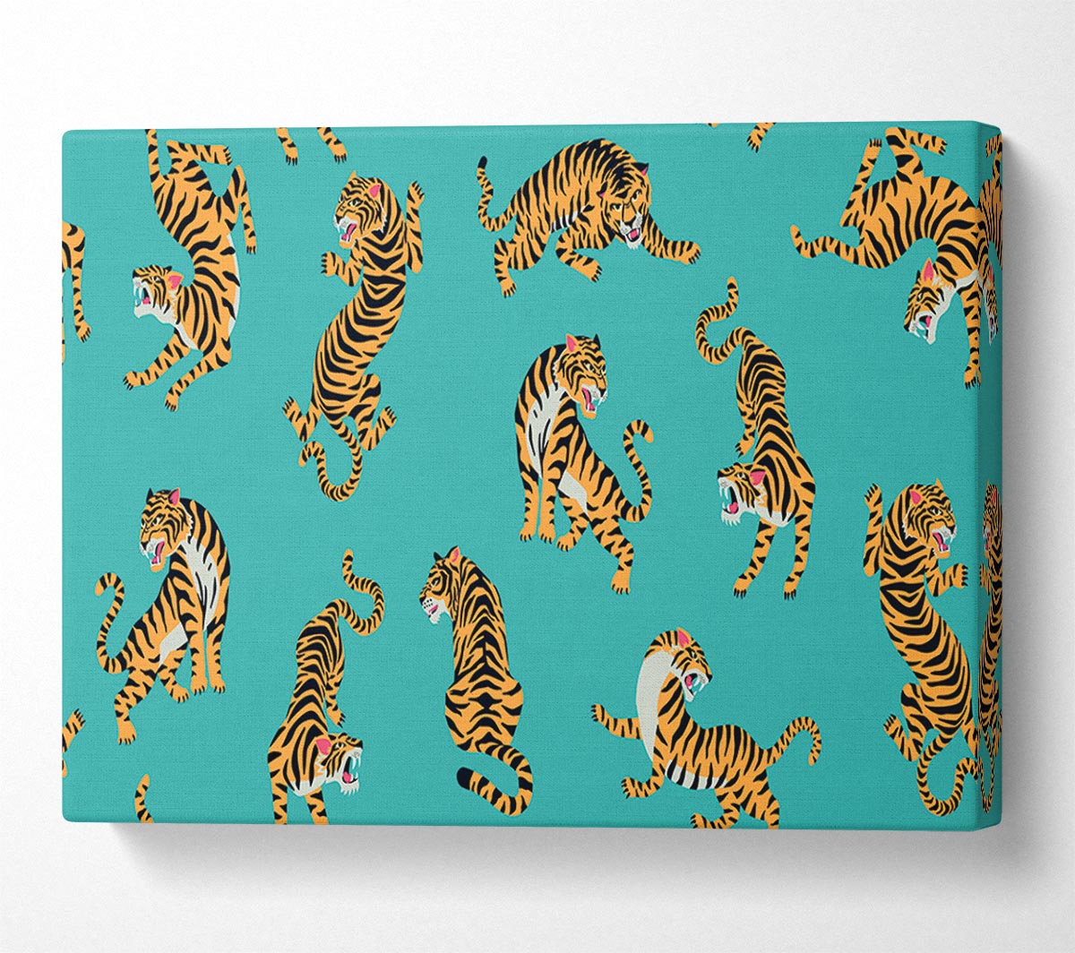 Turquoise Tiger Pattern Canvas Wall Art