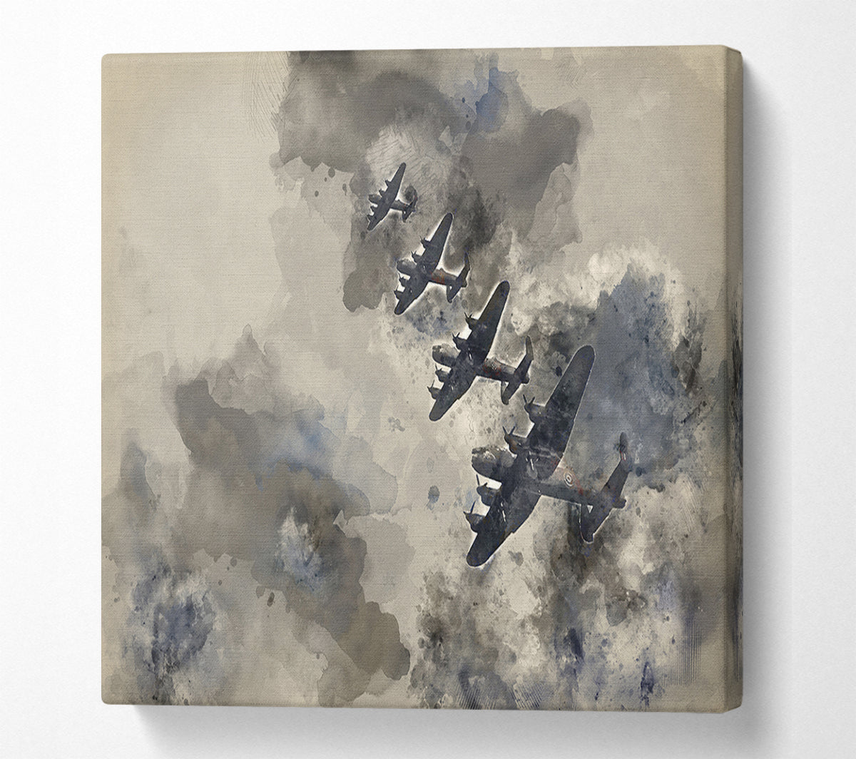 Raf Bombers In Flight Canvas Wall Art