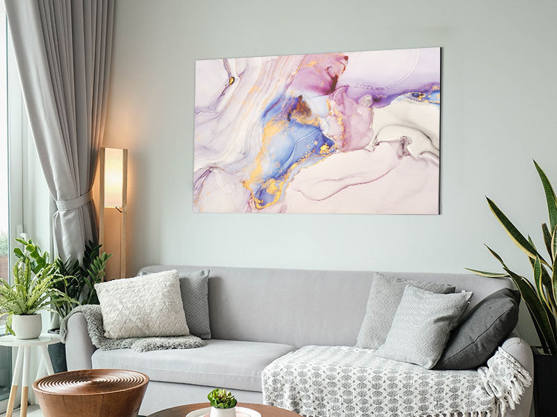 Lilac And Blue Marble Pattern Metal Print