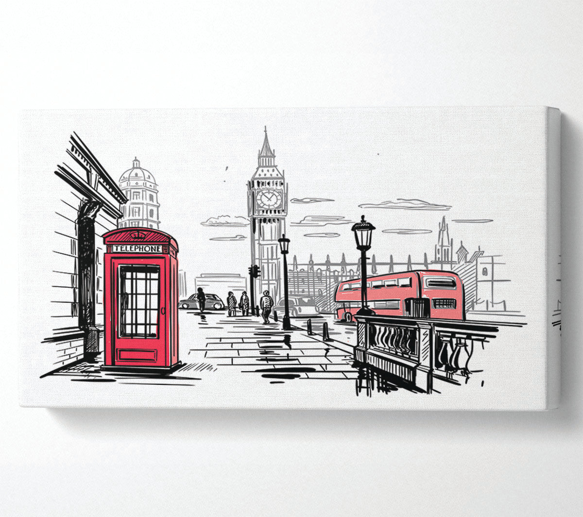 Sketchy London Town Canvas Wall Art