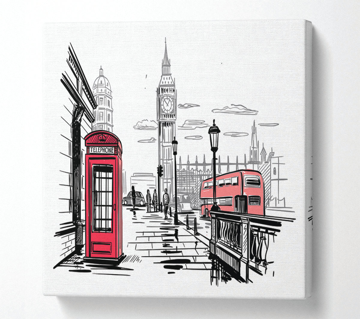 Sketchy London Town Canvas Wall Art