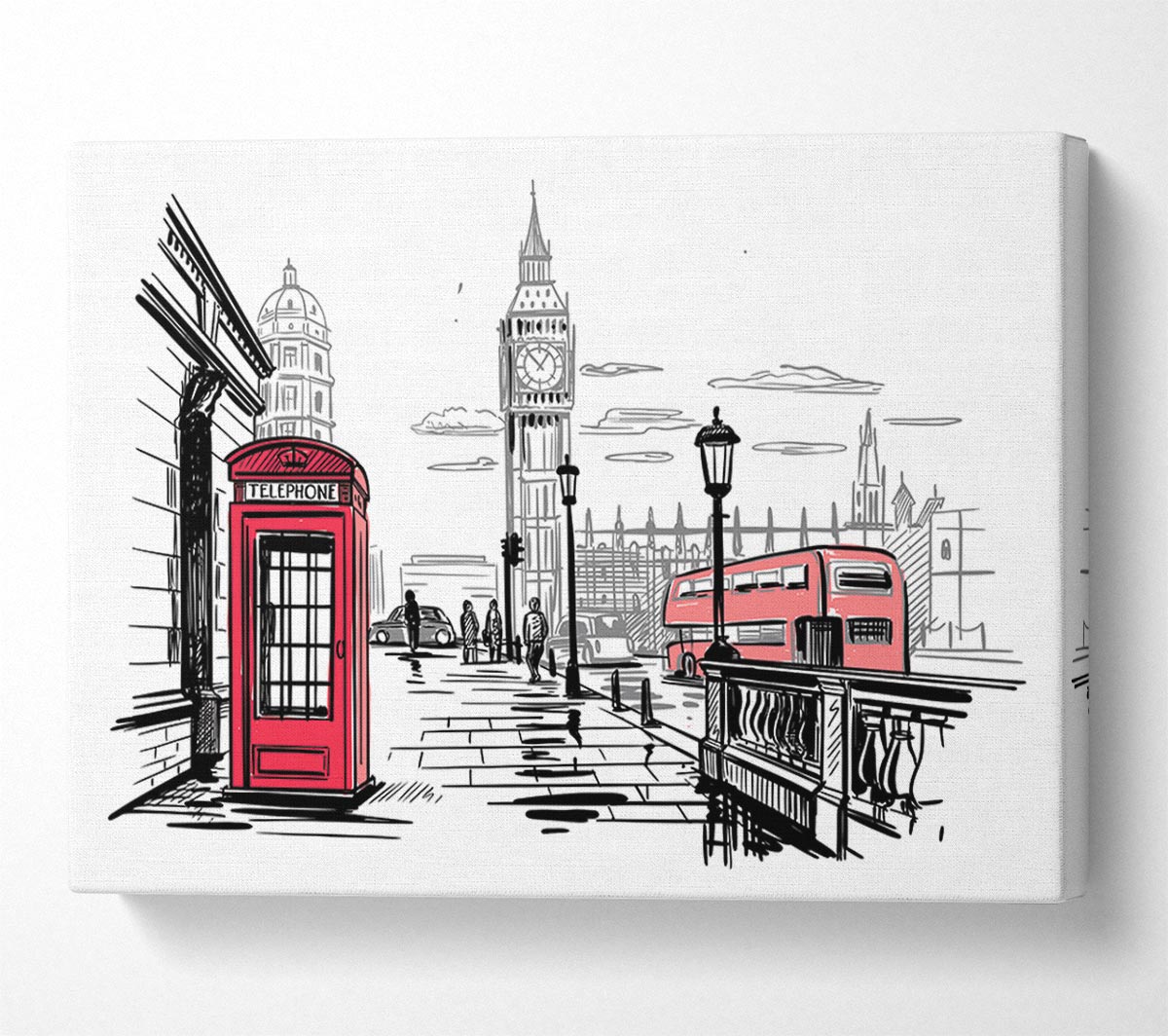 Sketchy London Town Canvas Wall Art