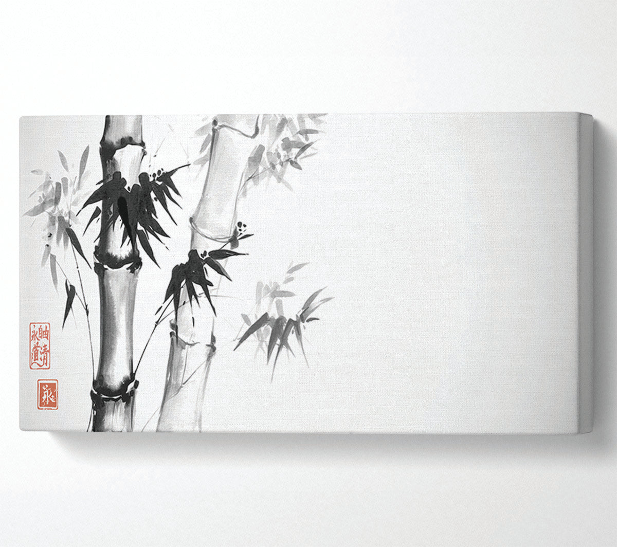 The Bamboo Branch Grey Canvas Wall Art