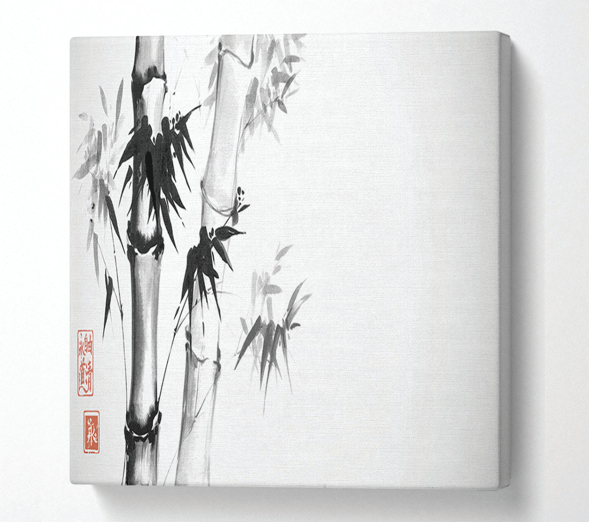 The Bamboo Branch Grey Canvas Wall Art