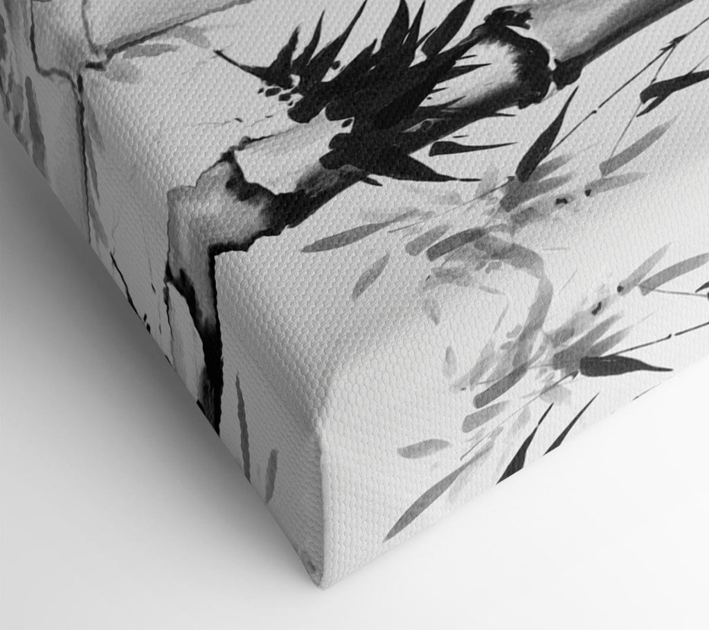 The Bamboo Branch Grey Canvas Wall Art