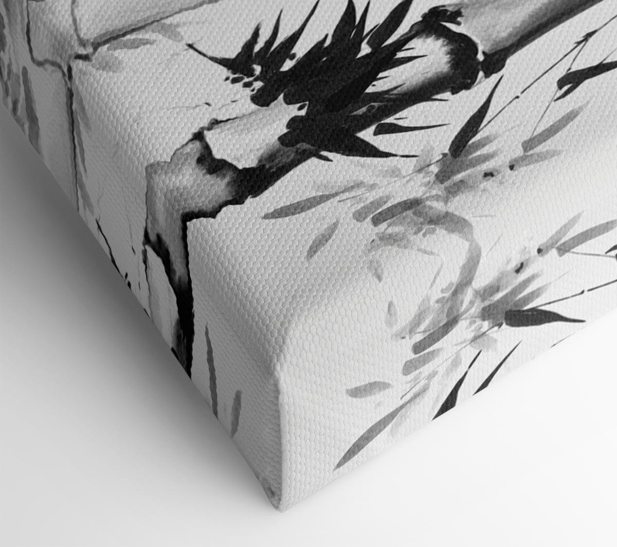 The Bamboo Branch Grey Canvas Wall Art