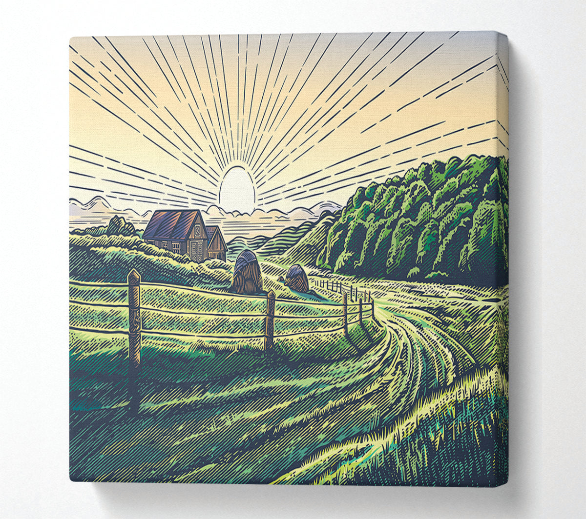 Stunning Line Sun Canvas Wall Art