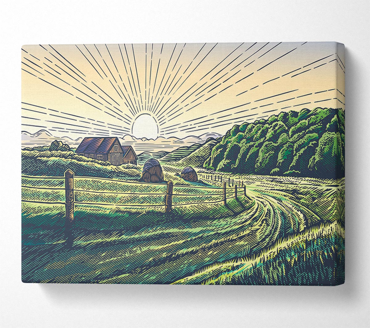 Stunning Line Sun Canvas Wall Art