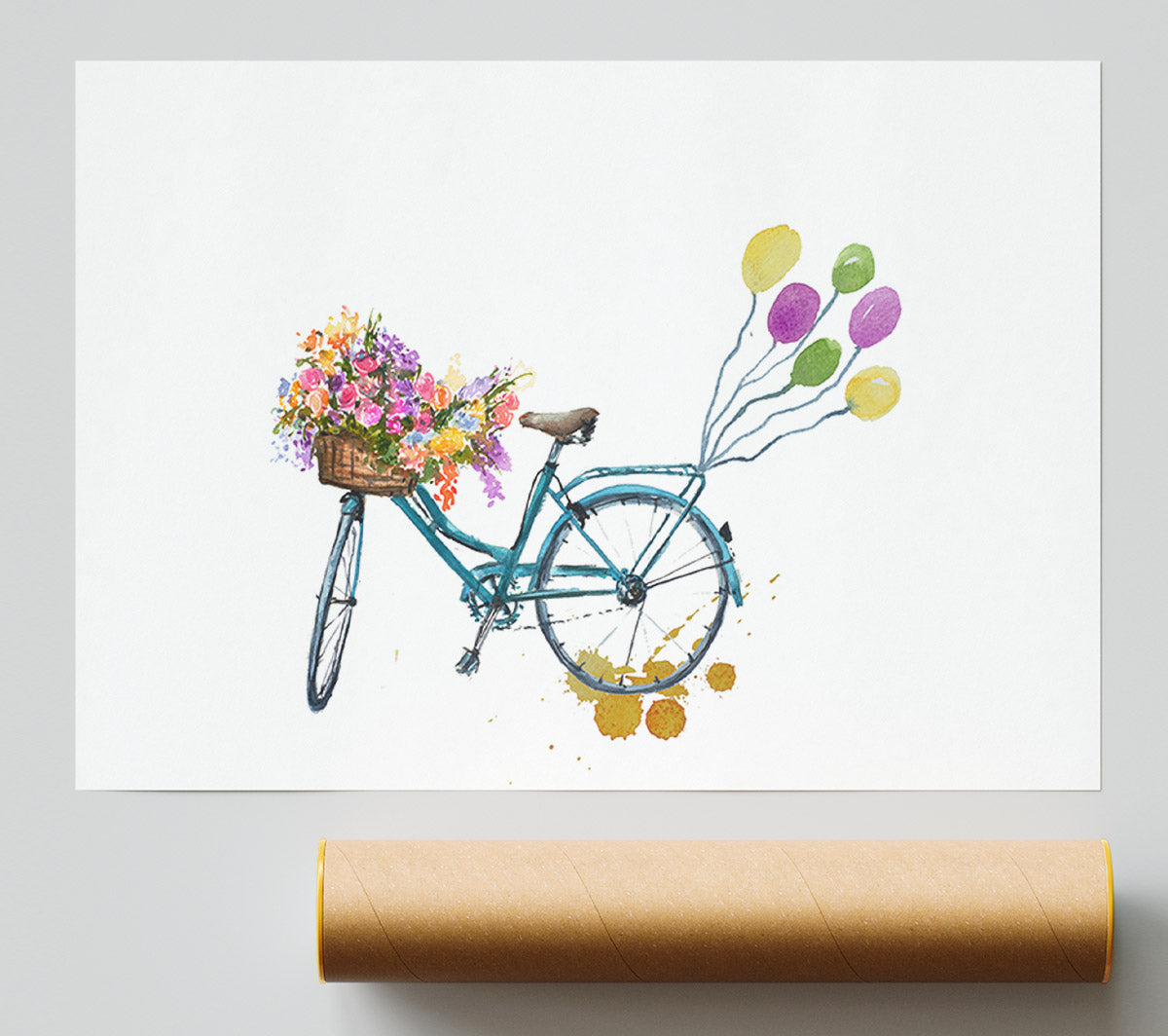 A Bike Pulling Balloons Giclee Print