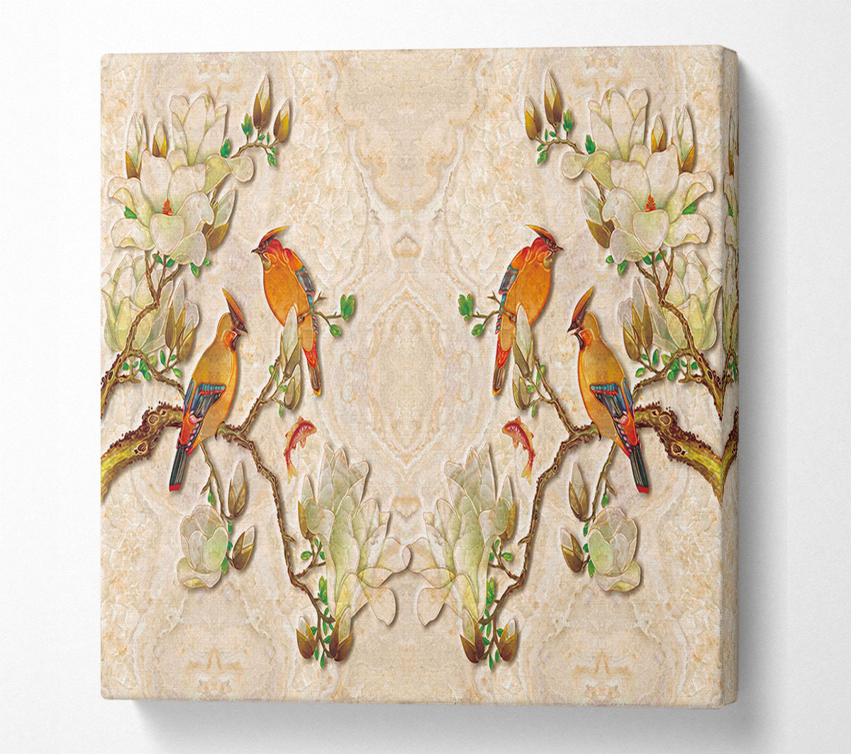 The Birds On The Branches Symmetry Canvas Wall Art