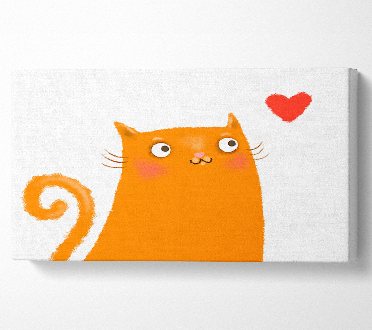 The Love Heart Orange Cat Canvas Wall Art
