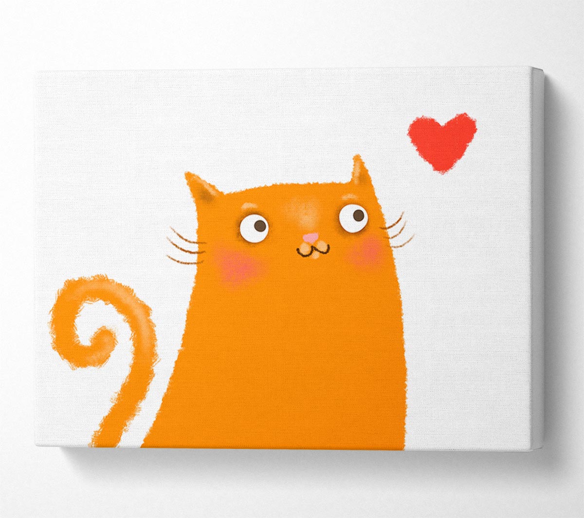 The Love Heart Orange Cat Canvas Wall Art