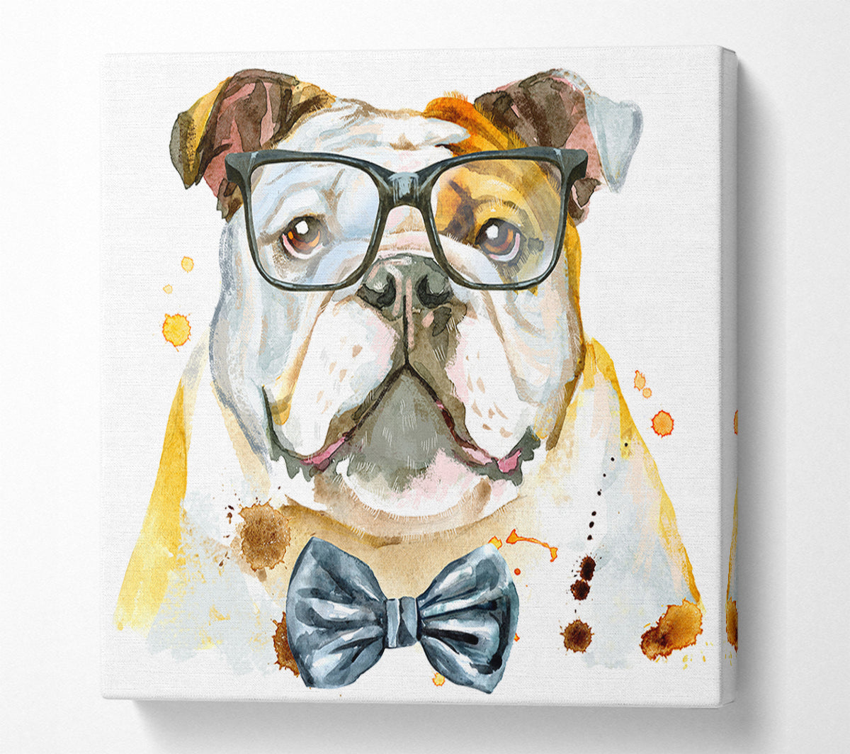 The Bulldog With Glasses Canvas Wall Art