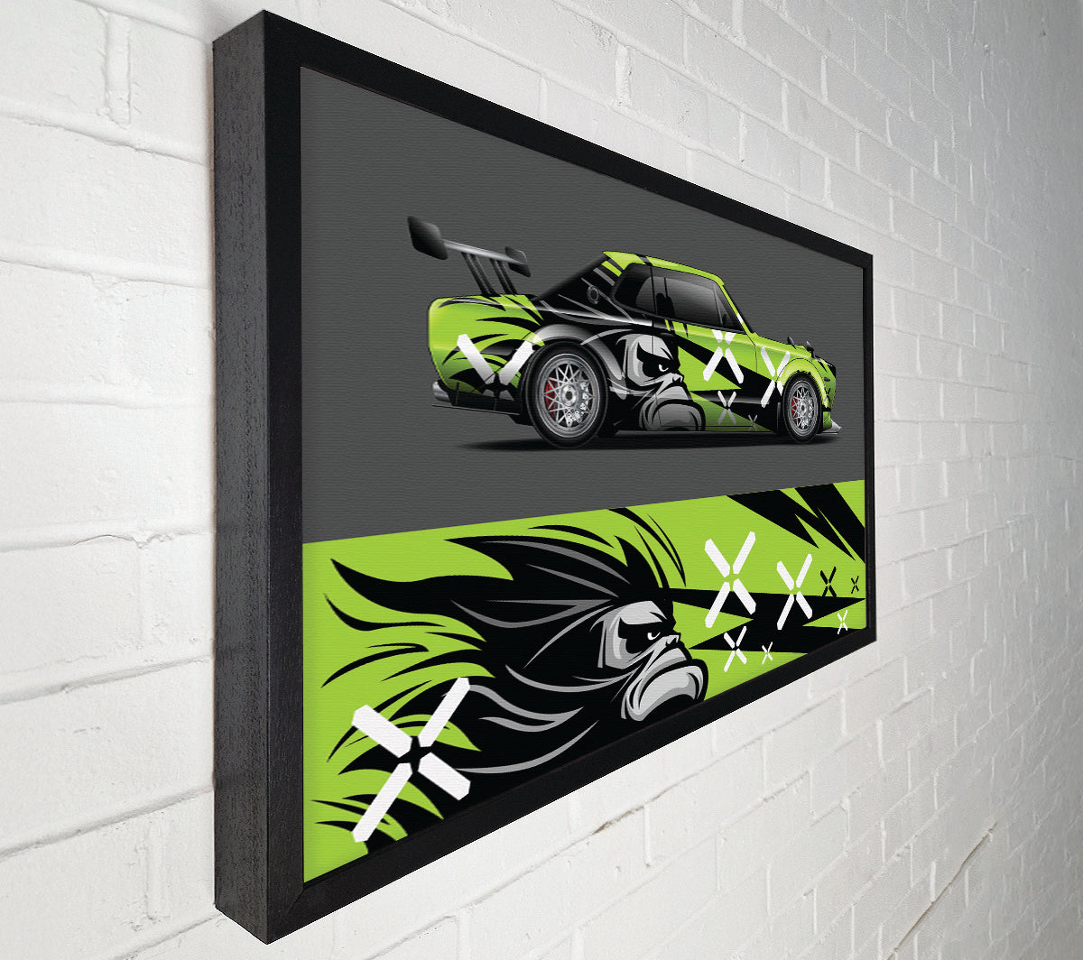 The Green Race Car Canvas Wall Art