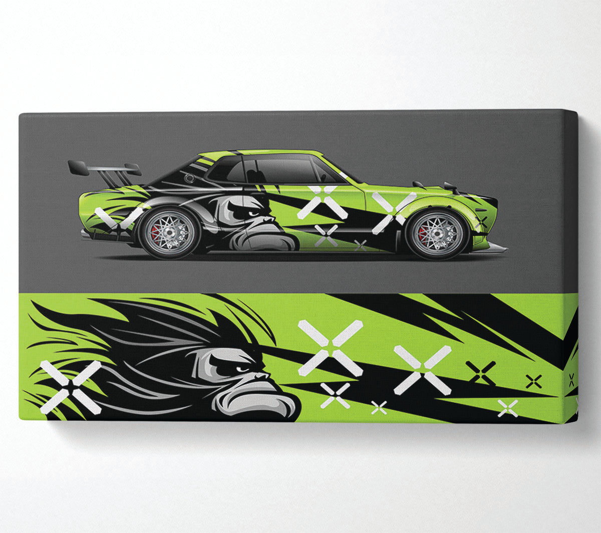The Green Race Car Canvas Wall Art