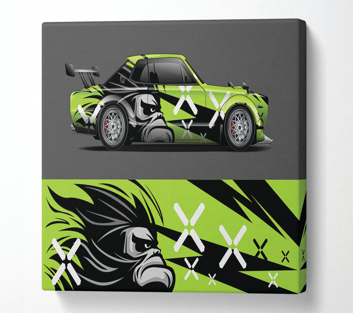 The Green Race Car Canvas Wall Art