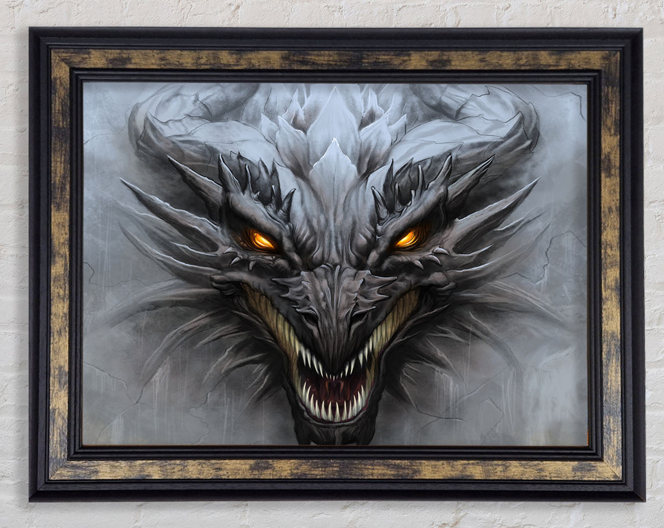 The Evil Dragon Face Framed Print