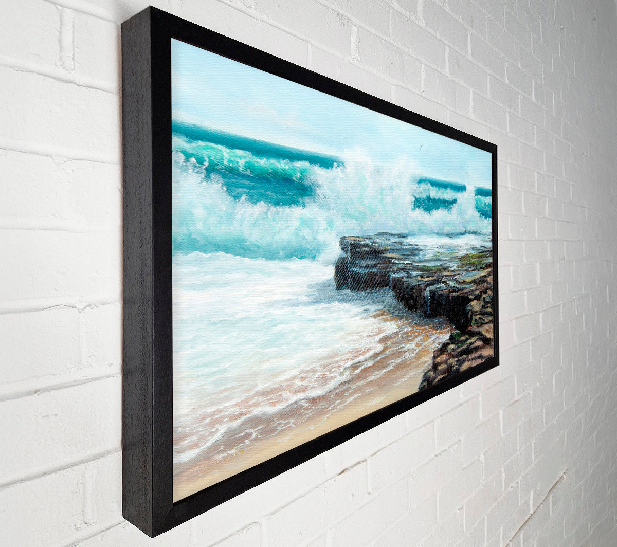 Waves Hitting The Rocks Canvas Wall Art