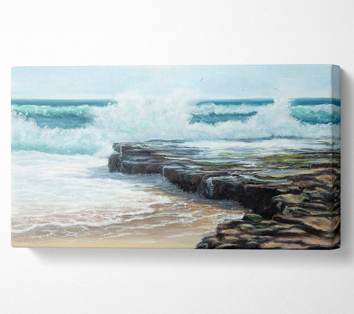 Waves Hitting The Rocks Canvas Wall Art