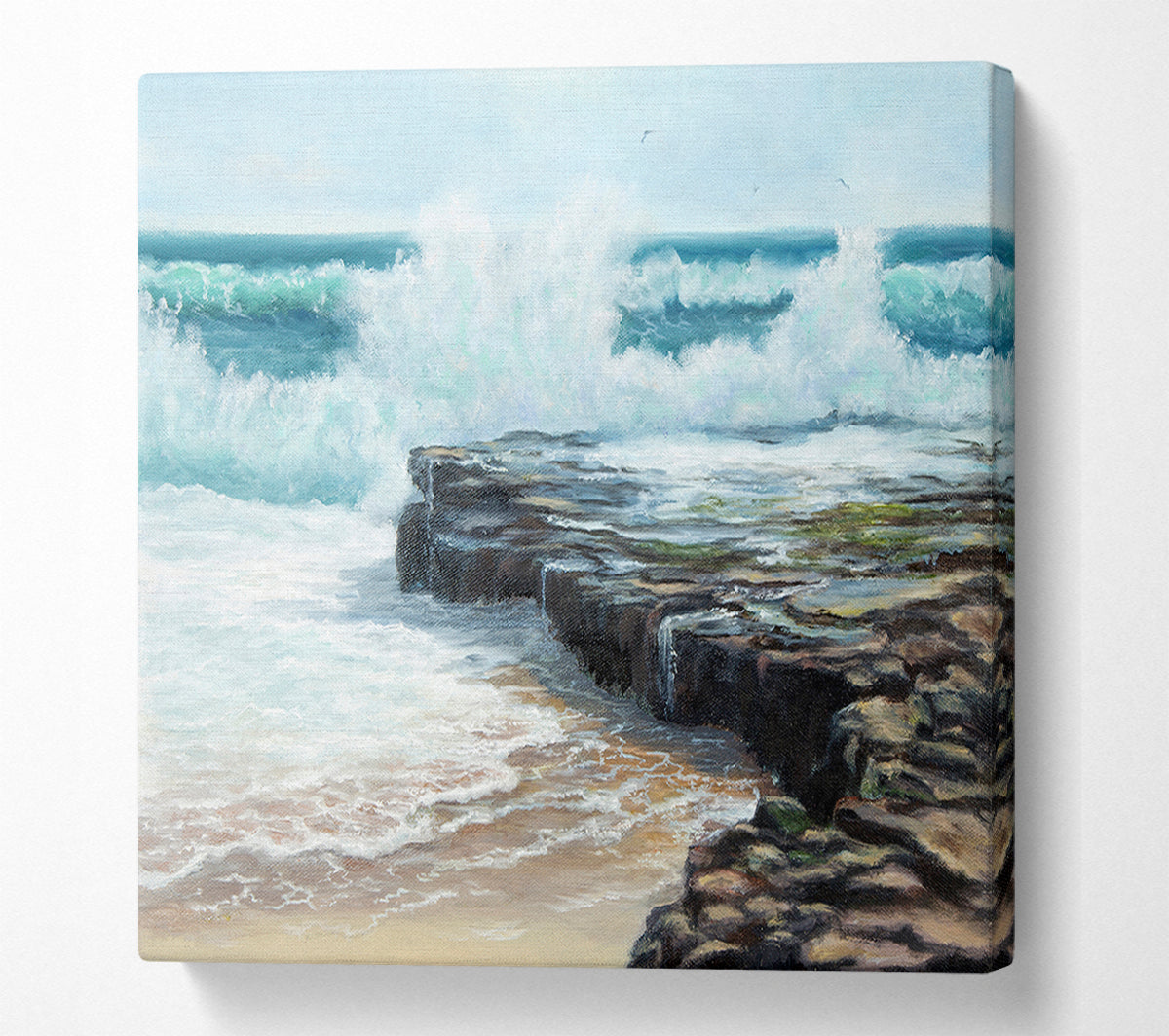 Waves Hitting The Rocks Canvas Wall Art