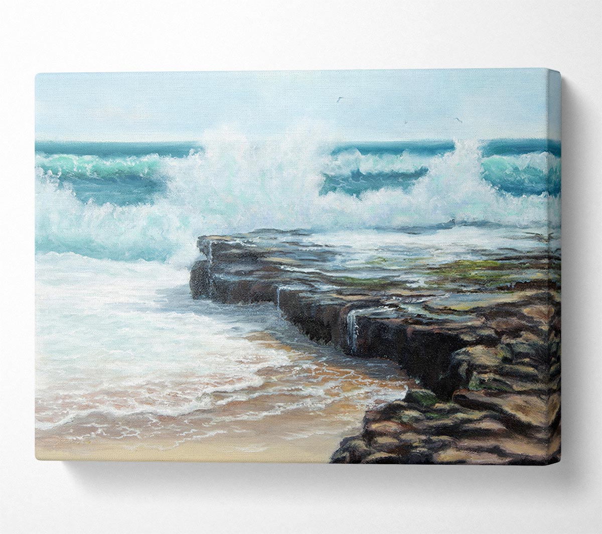 Waves Hitting The Rocks Canvas Wall Art
