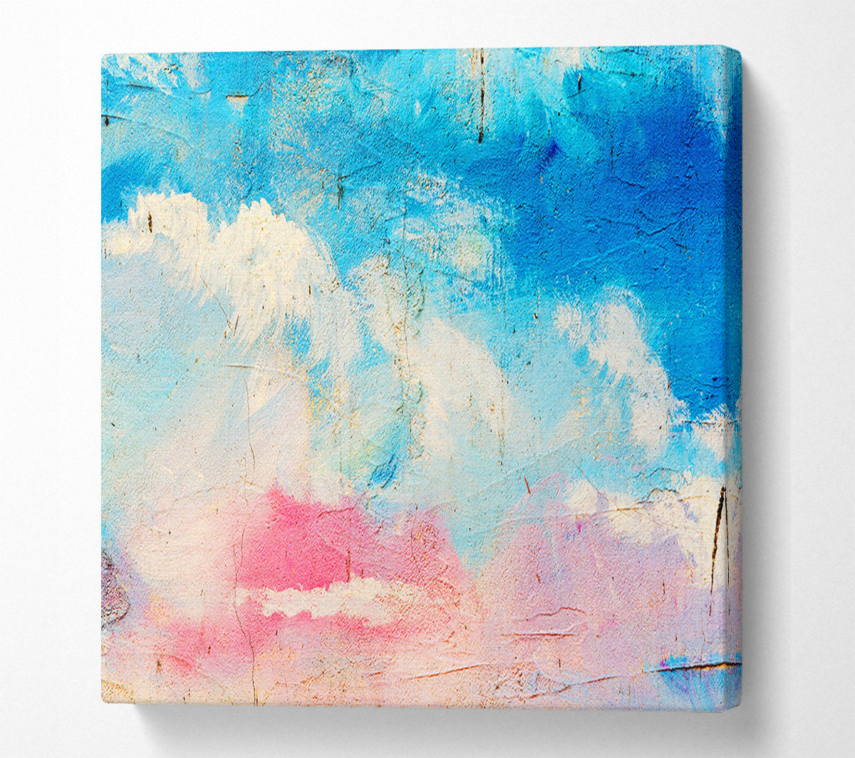 Pink Blue And White Dab Canvas Wall Art