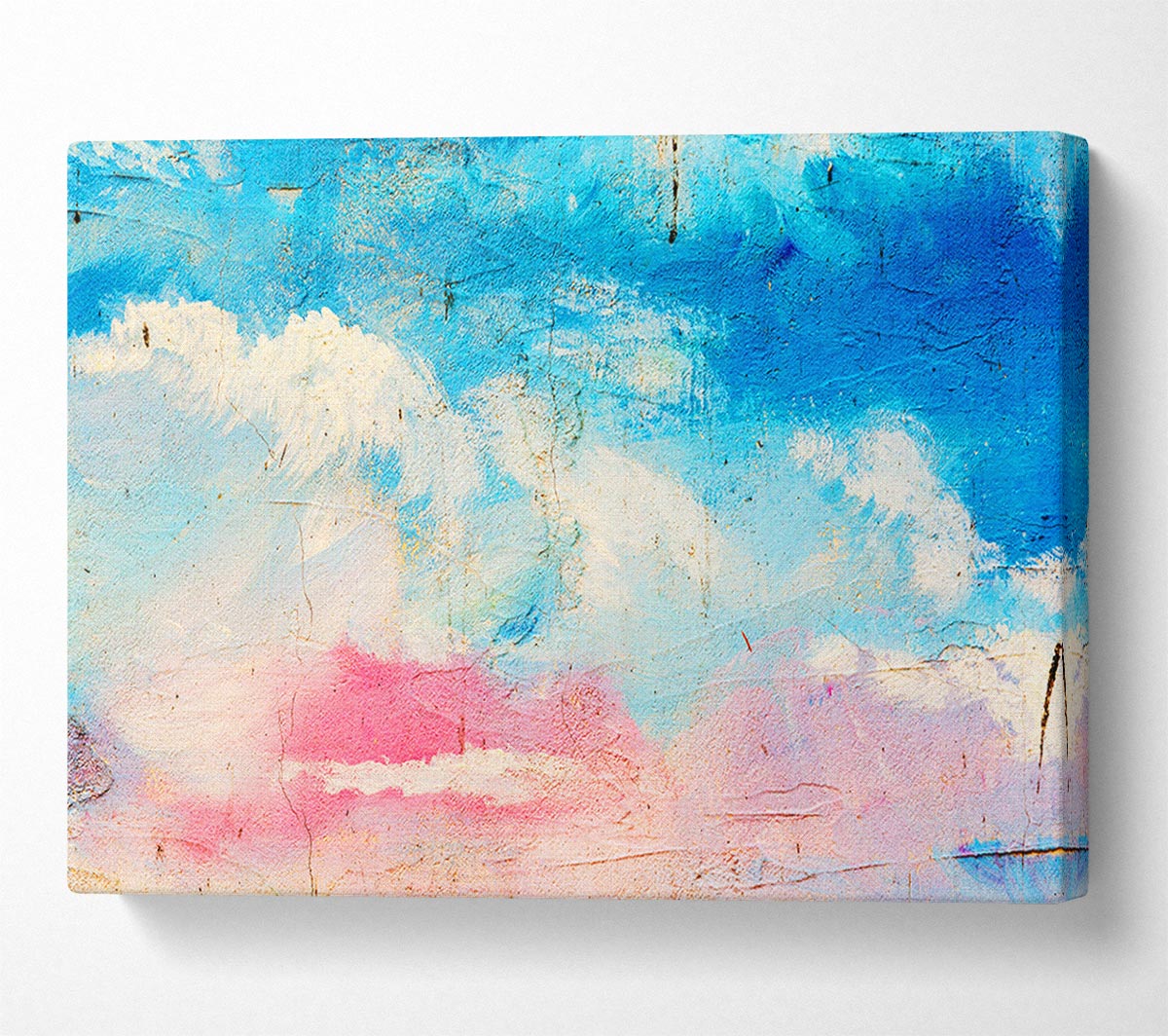 Pink Blue And White Dab Canvas Wall Art