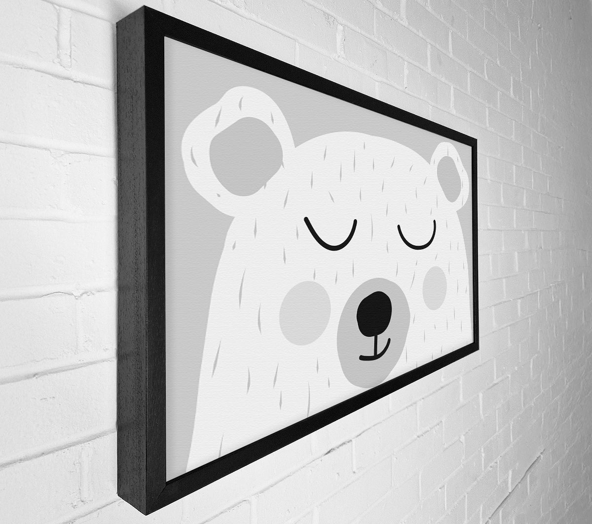 The Cute Bear Head Grey Canvas Wall Art