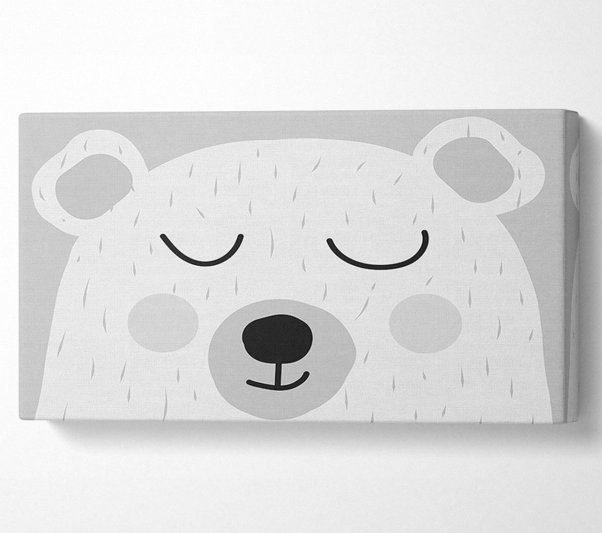 The Cute Bear Head Grey Canvas Wall Art