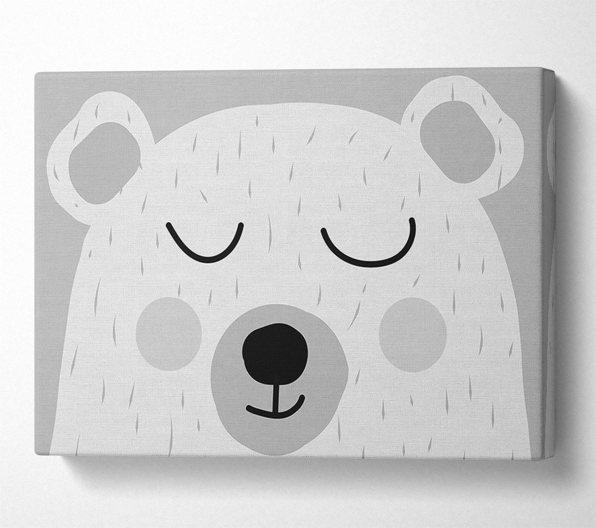 The Cute Bear Head Grey Canvas Wall Art
