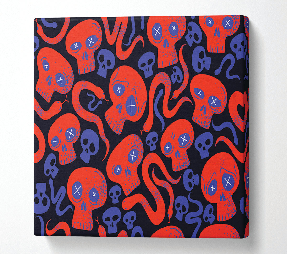 Red Skull And Snakes Canvas Wall Art