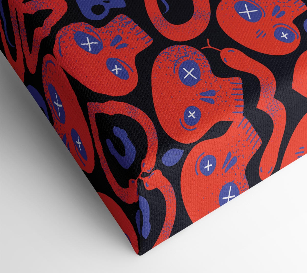 Red Skull And Snakes Canvas Wall Art