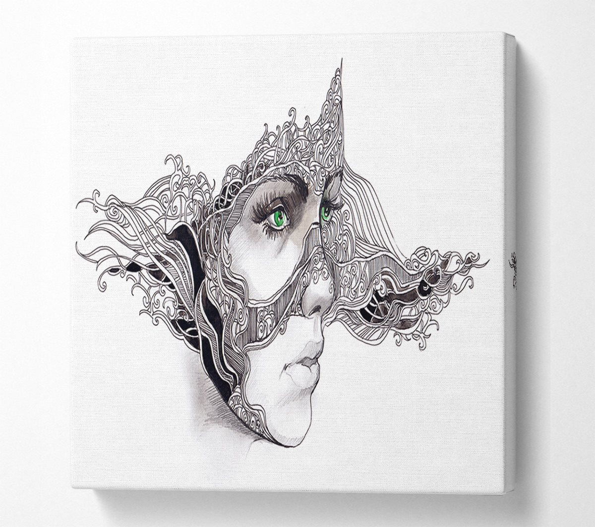 Woman Face Scribble 2 Canvas Wall Art